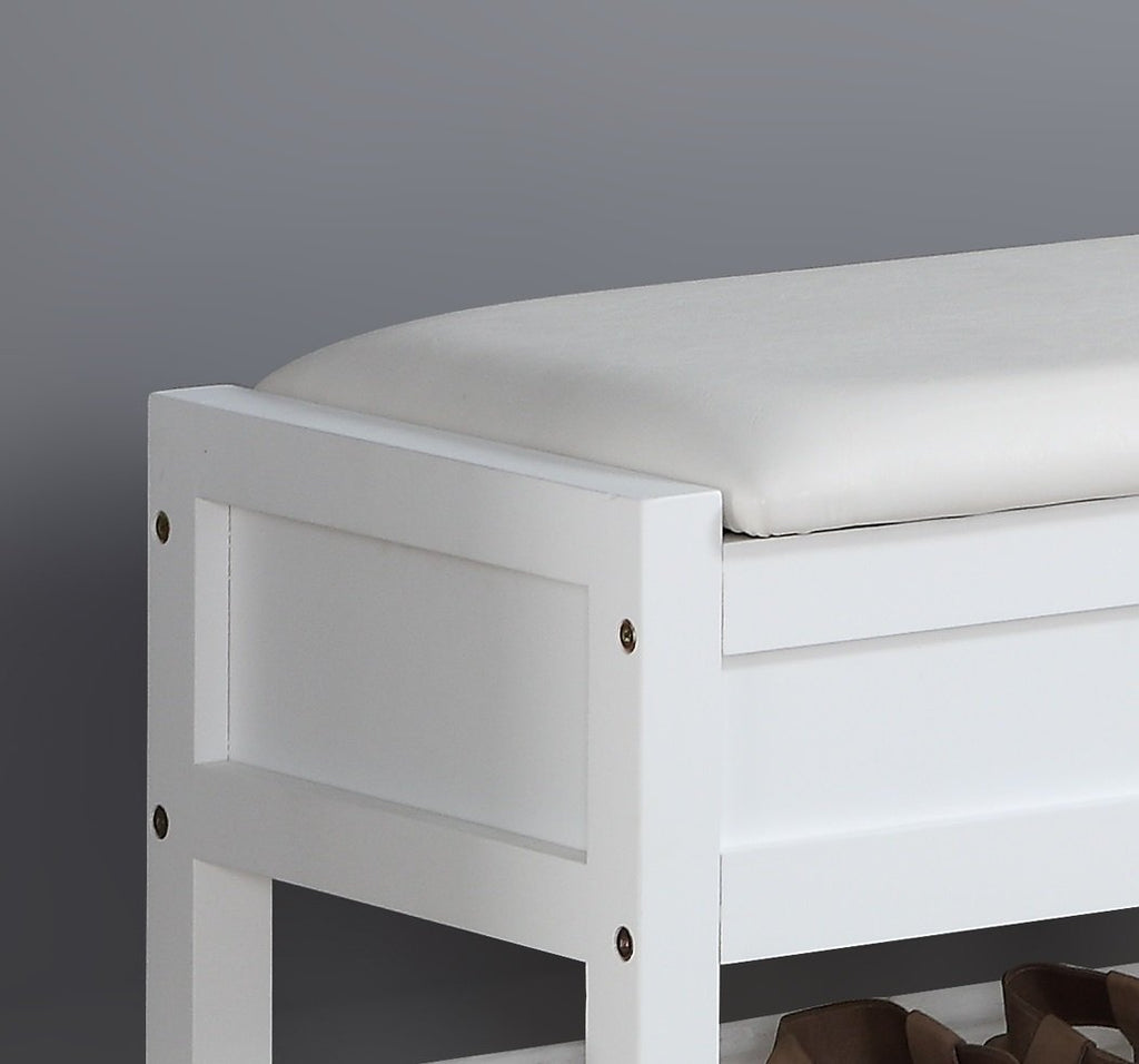 Clean White Seating Bench with Shoe Storage I983644