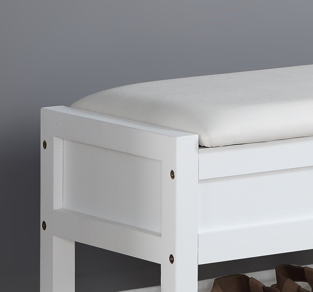 Clean White Seating Bench with Shoe Storage I983644