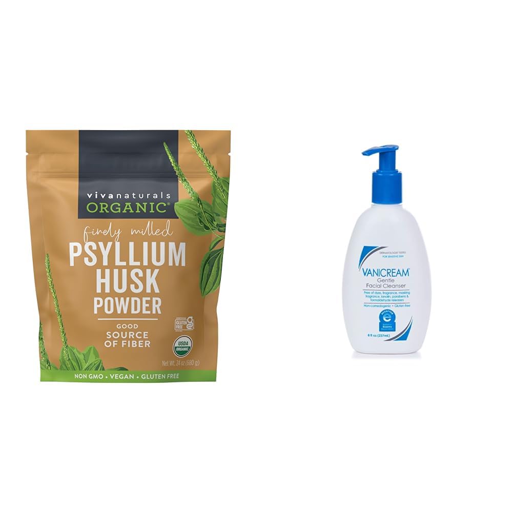 24 oz Organic Psyllium Husk Powder & 8 fl oz Gentle Facial Cleanser Bundle M26034