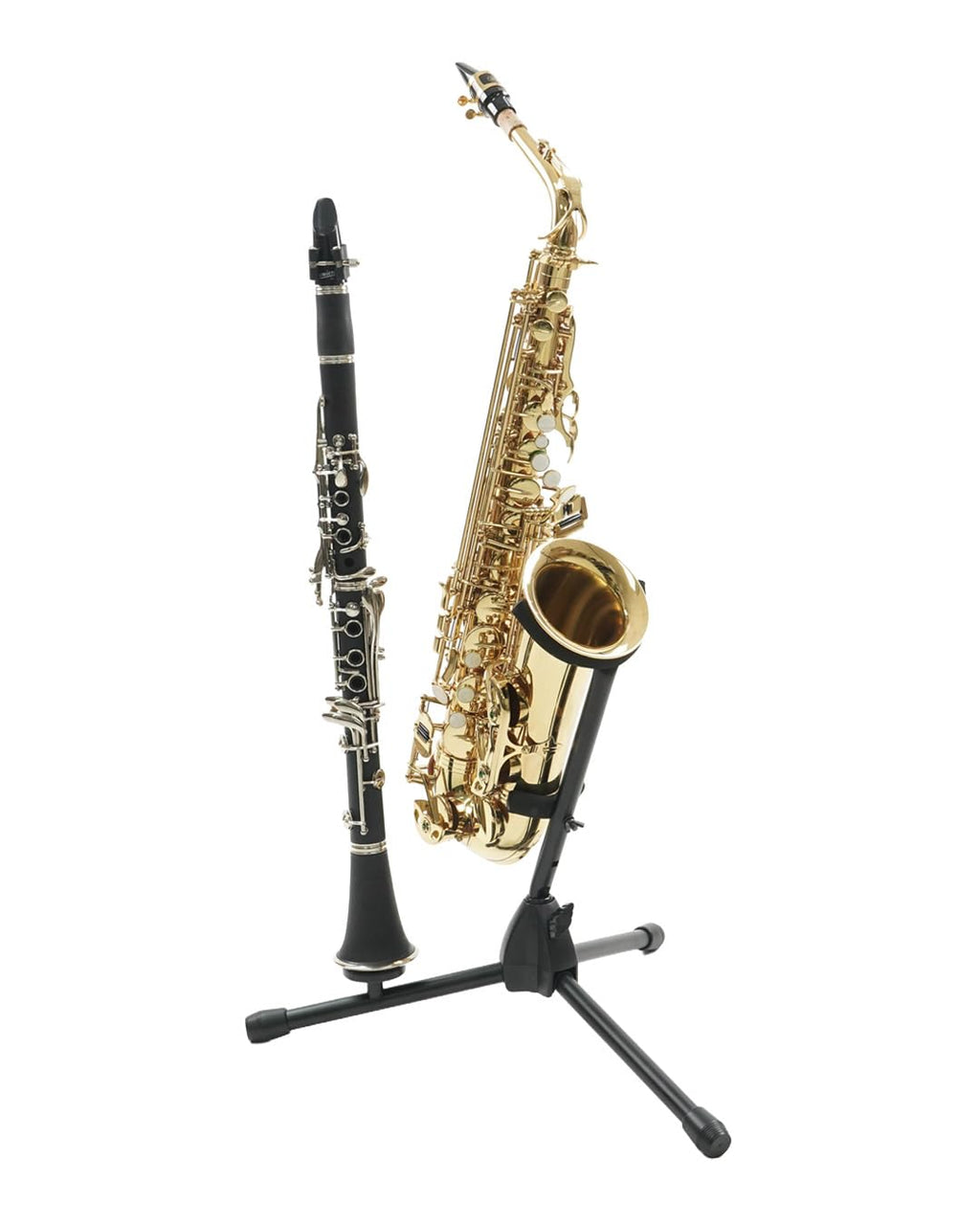 Black Alto Tenor Sax Stand with Flute Clarinet Peg X6124