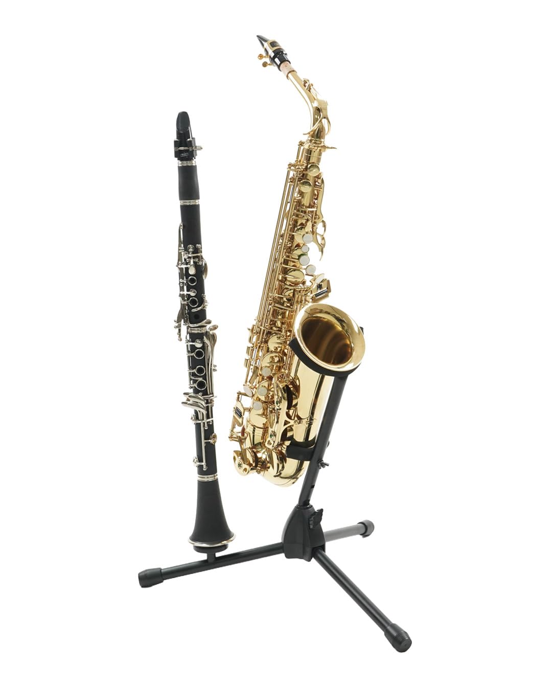 Black Alto Tenor Sax Stand with Flute Clarinet Peg X6124