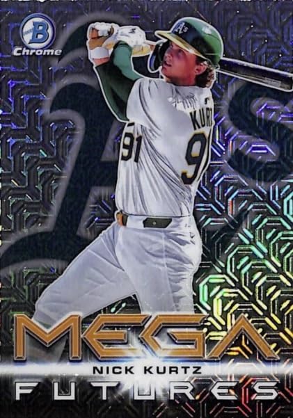 2025 Bowman Chrome Nick Kurtz Mega Futures Mojo Refractor Baseball Rookie Card M40693