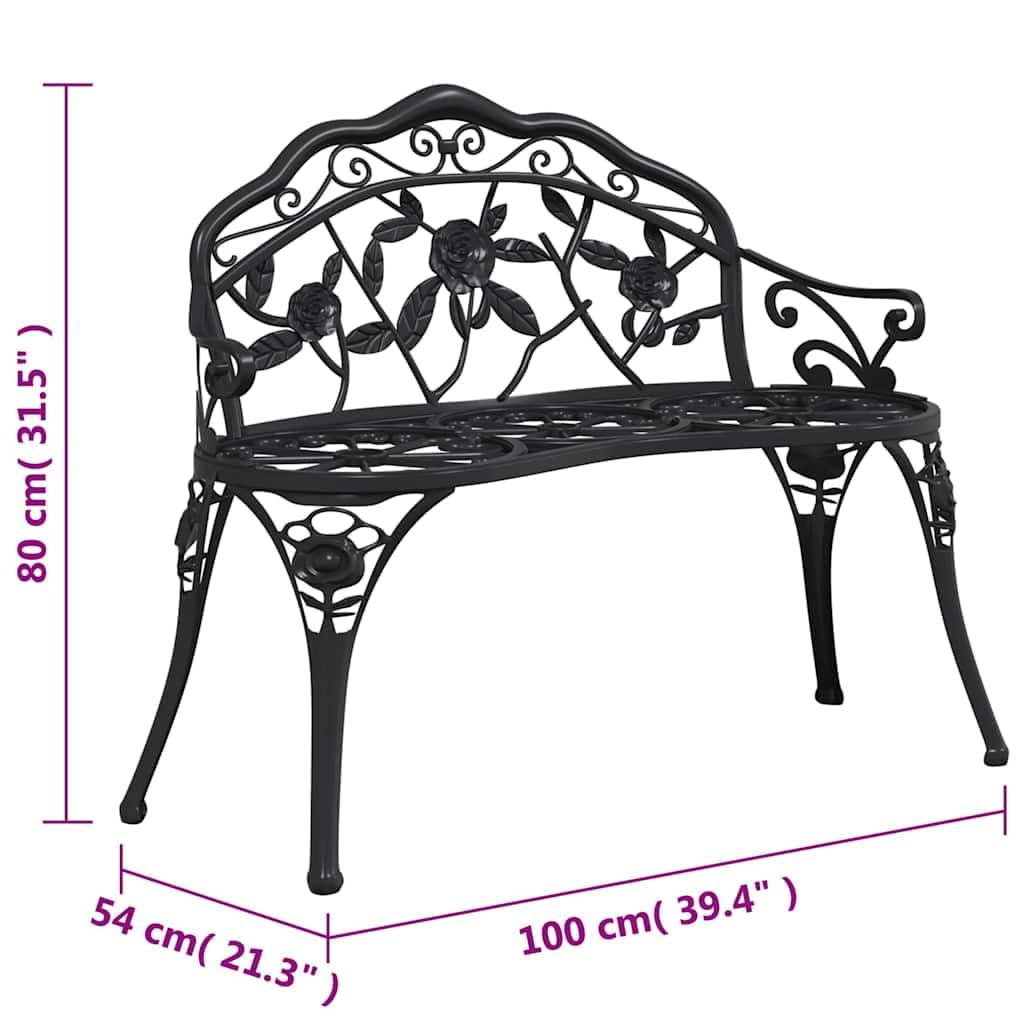 Cast Aluminum Black Patio Bench H95653