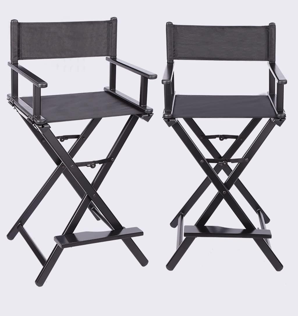Professional Makeup Artist Director's Chair Aluminum Portable Folding Chair Gold Color (Black) N28622