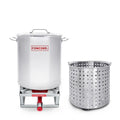 40 Quart Stainless Steel Stock Pot with Steamer Basket and 12" Single Propane Stove T57185