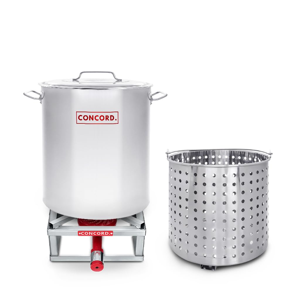 40 Quart Stainless Steel Stock Pot with Steamer Basket and 12" Single Propane Stove T57185
