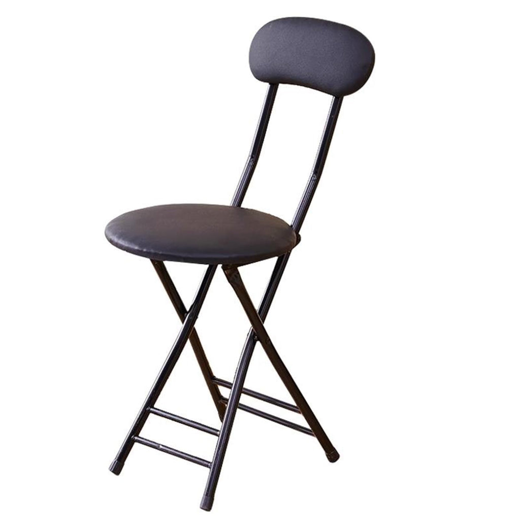 Folding High Back Stool Heavy Duty 18" Collapsible Round Stool with Compact Design and Padded Seat (Black 47cm/18.5in) L520