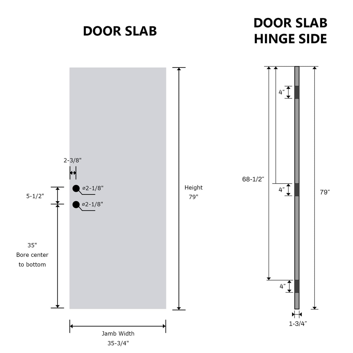 36" x 80" Black FRP Entry Door M416