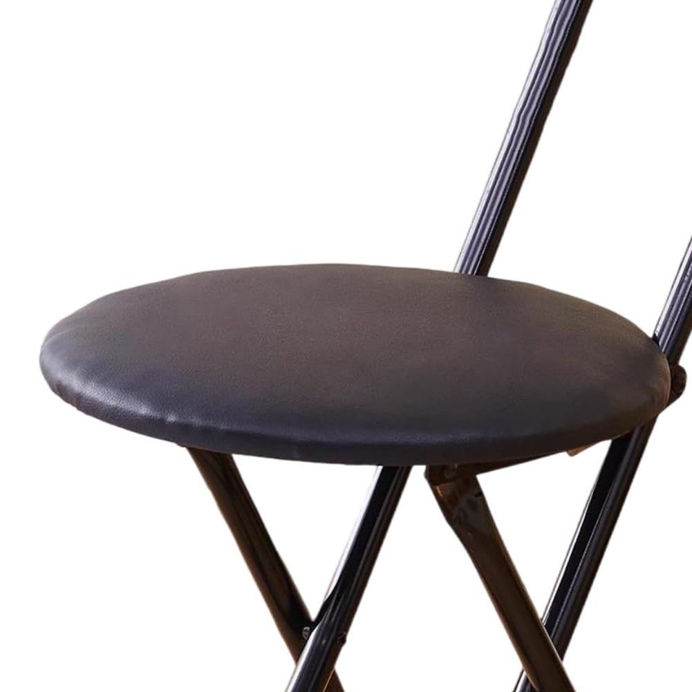 Folding High Back Stool Heavy Duty 18" Collapsible Round Stool with Compact Design and Padded Seat (Black 47cm/18.5in) L520
