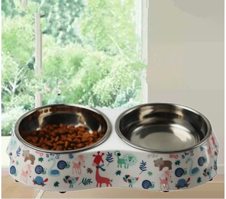 Small Double Stainless Steel Pet Bowls O810