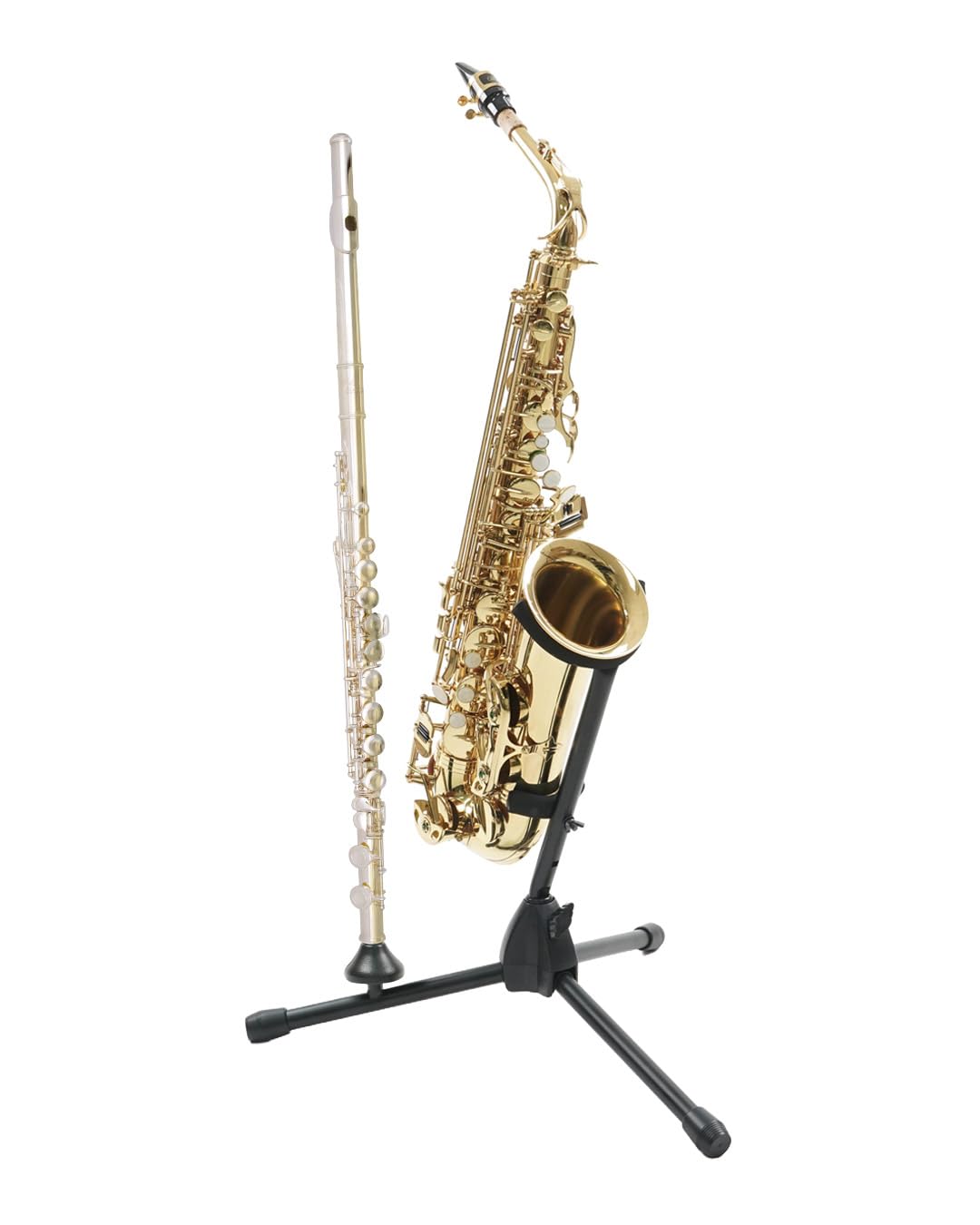 Black Alto Tenor Sax Stand with Flute Clarinet Peg X6124