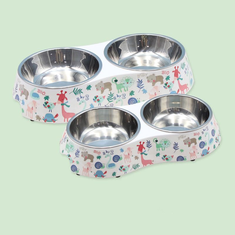 Small Double Stainless Steel Pet Bowls O810