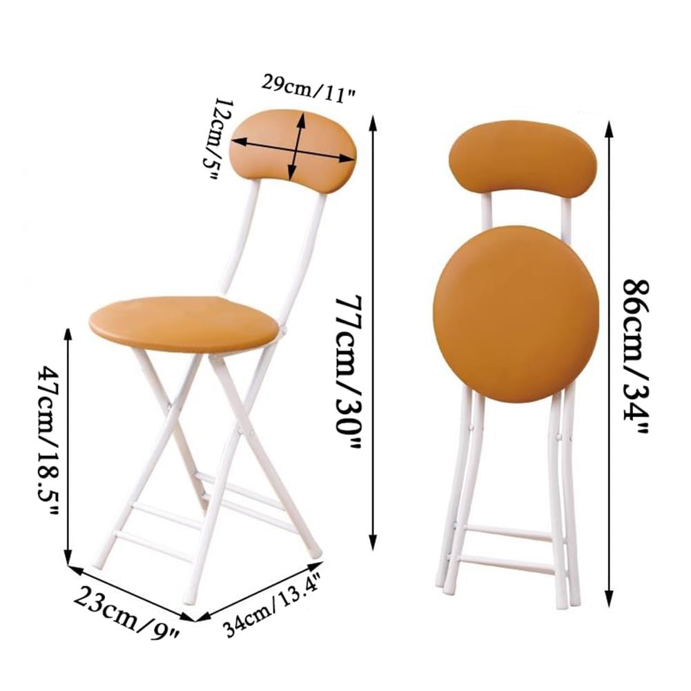 Folding High Back Stool Heavy Duty 18" Collapsible Round Stool with Compact Design and Padded Seat (Black 47cm/18.5in) L520