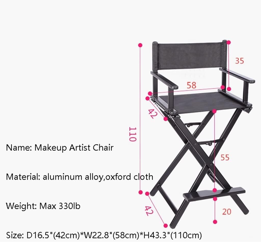 Professional Makeup Artist Director's Chair Aluminum Portable Folding Chair Gold Color (Black) N28622