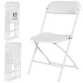 10 Pack White Plastic Folding Chairs H4607