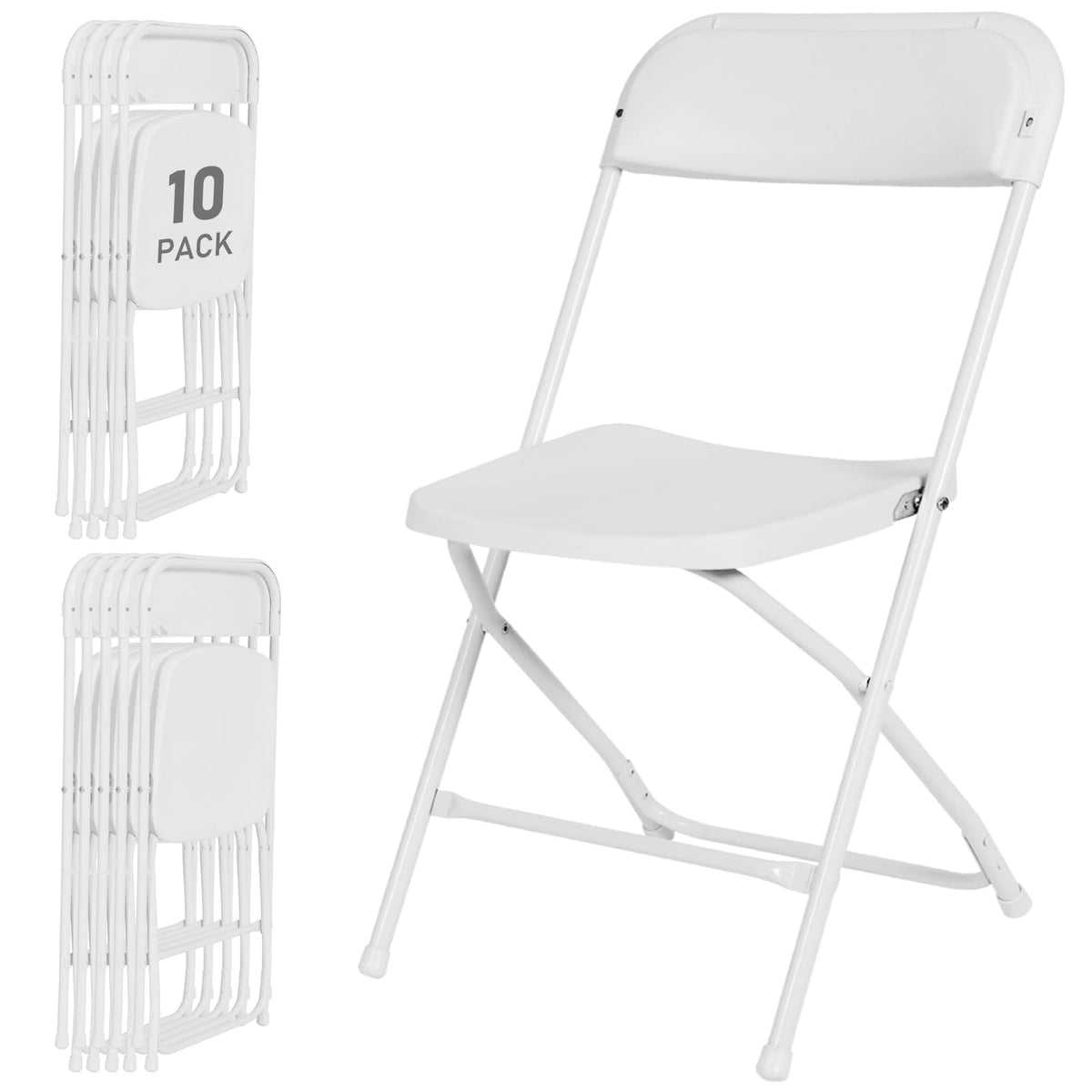 10 Pack White Plastic Folding Chairs H4607