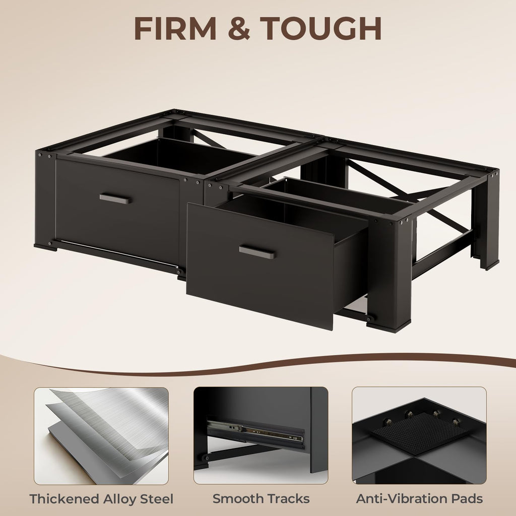 29" Washer and Dryer Pedestals with Drawer Set of 2 Black E67142
