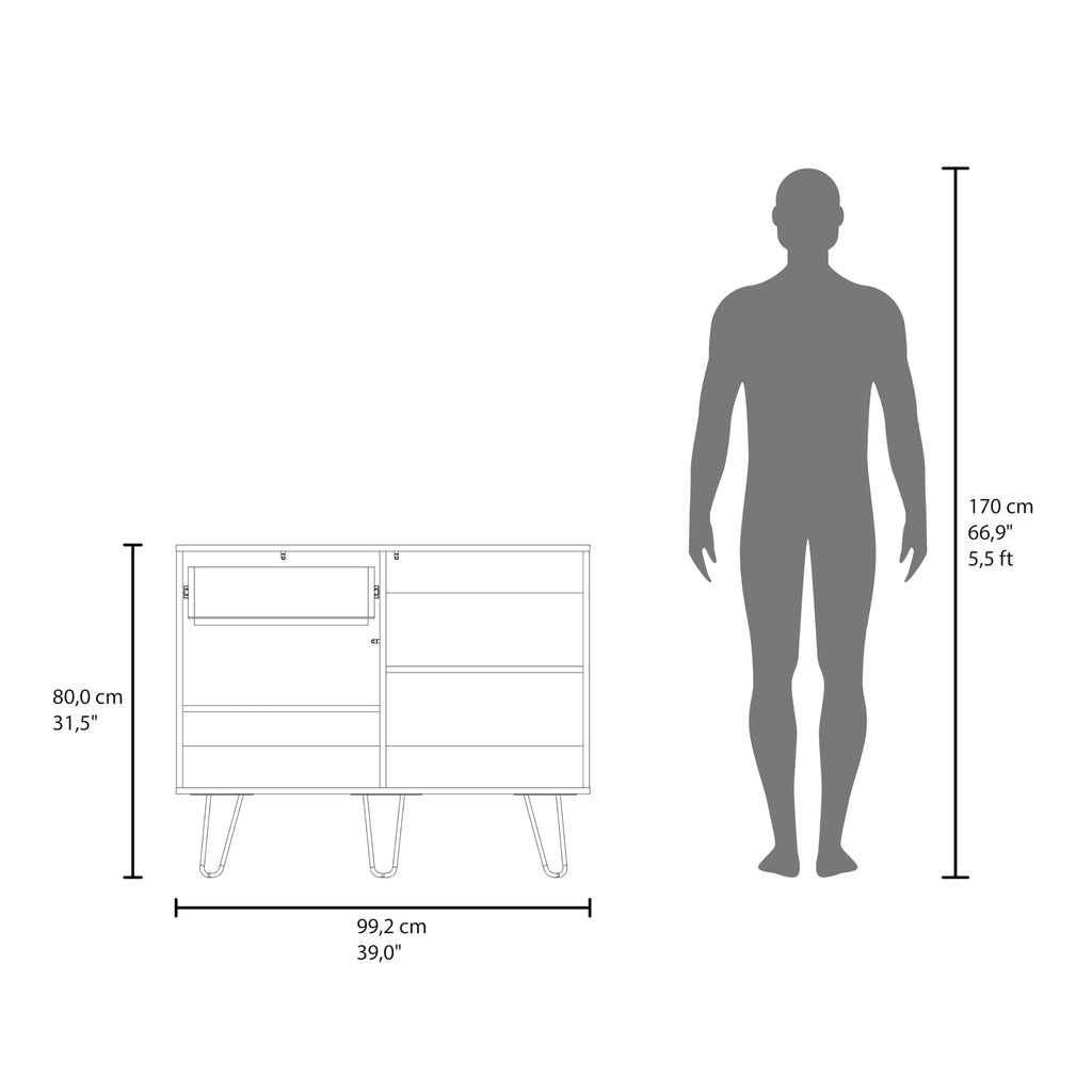 39" Wide Console Table with Two Cabinets, One Drawer and Four Shelves H6521