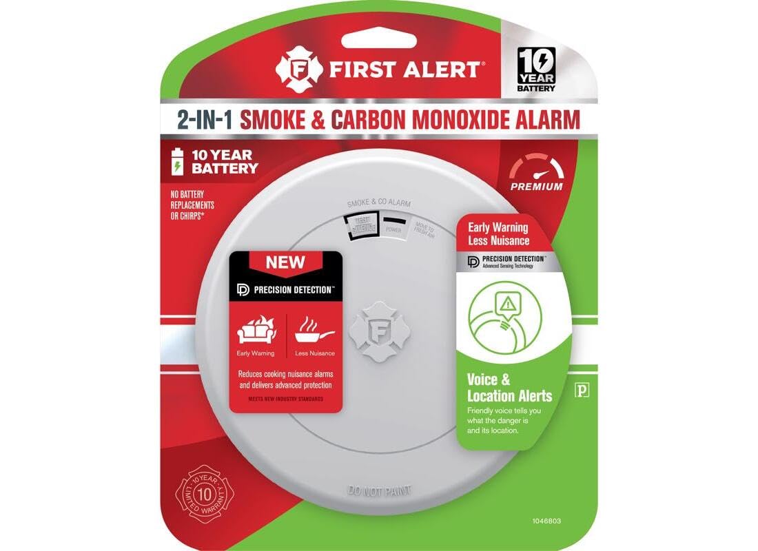 10 Year Battery-Powered Photoelectric Smoke and Carbon Monoxide Detector J570162