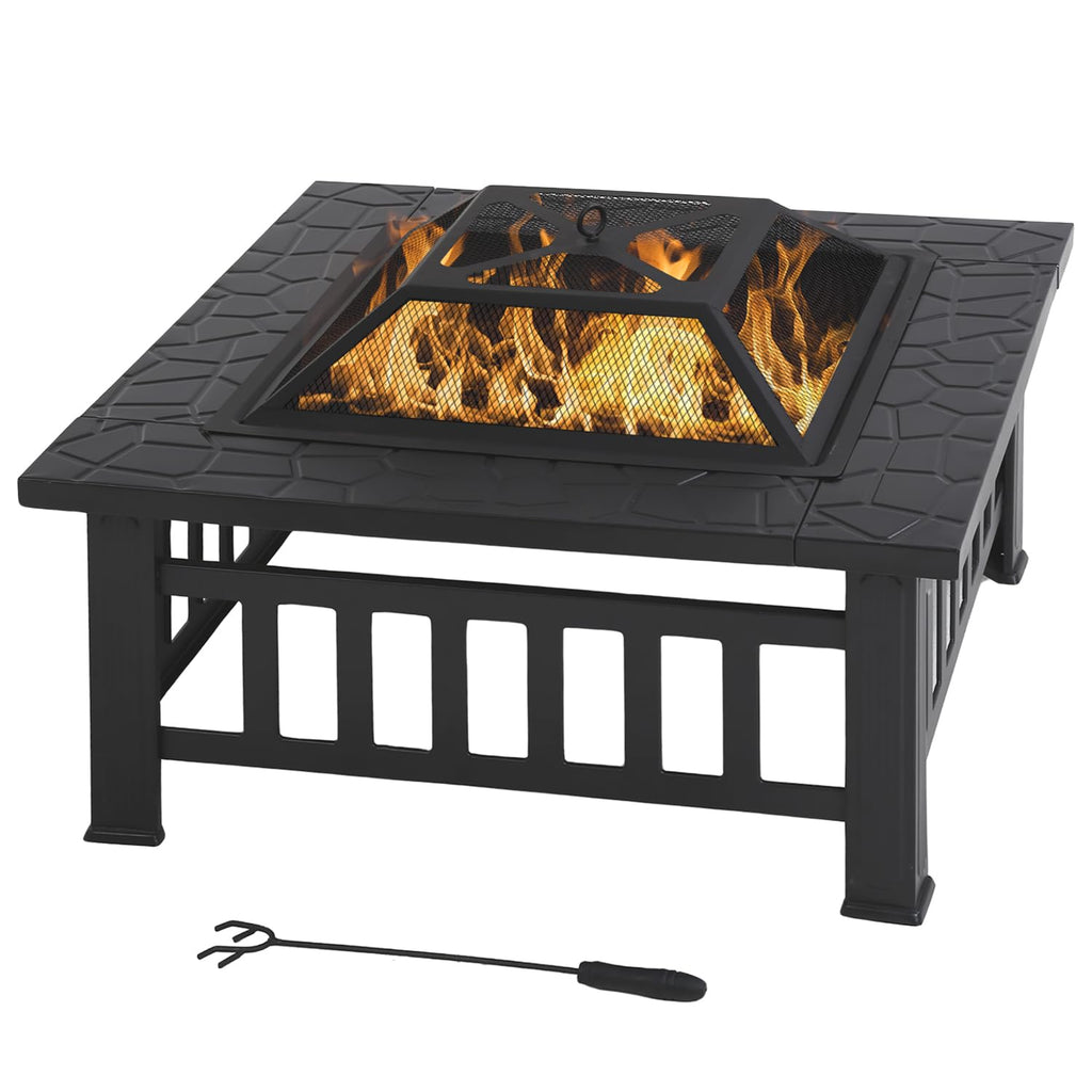 Square Metal Fire Pit Table 32in M7342