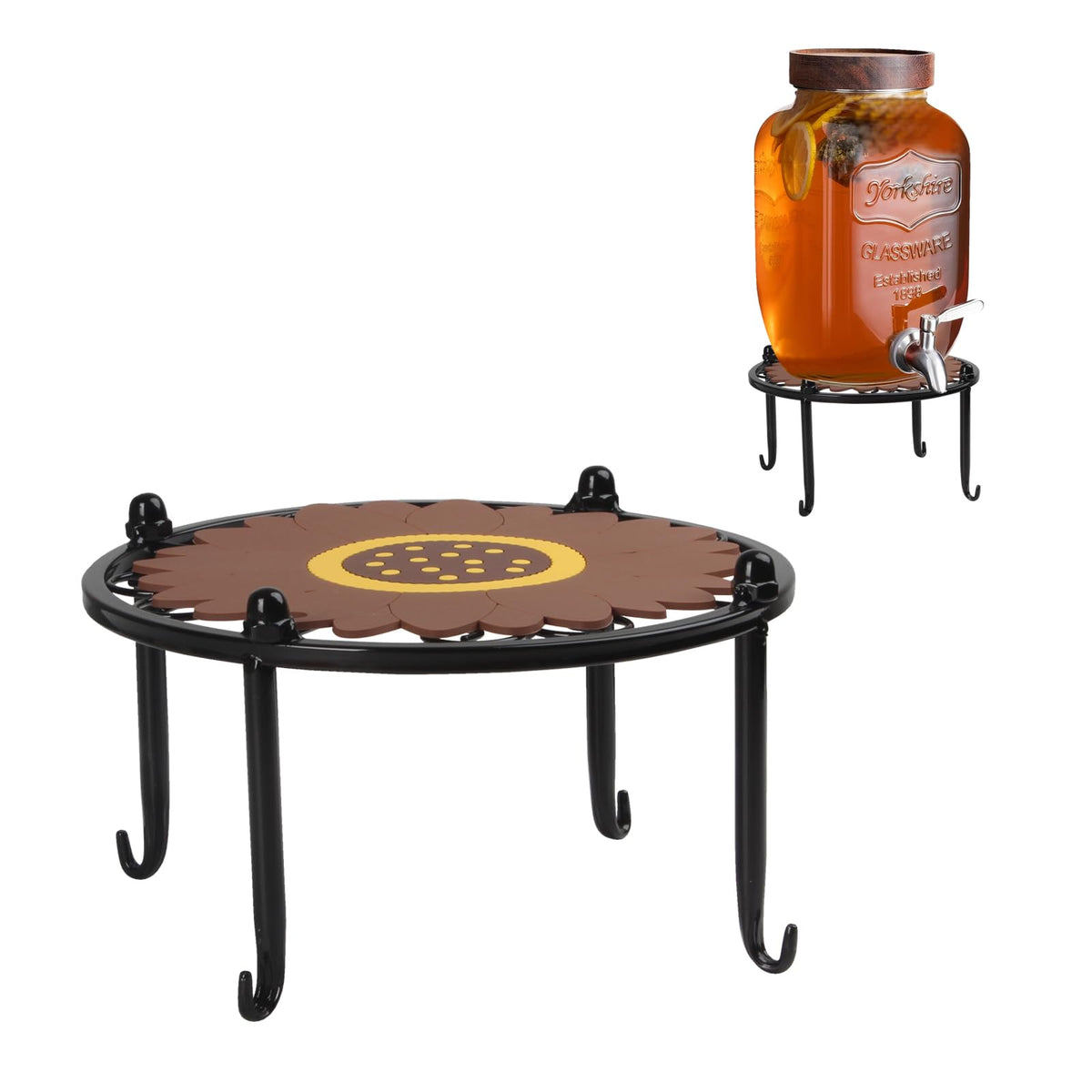 Black Metal Beverage Dispenser Stand, Max Diameter 8" I95547