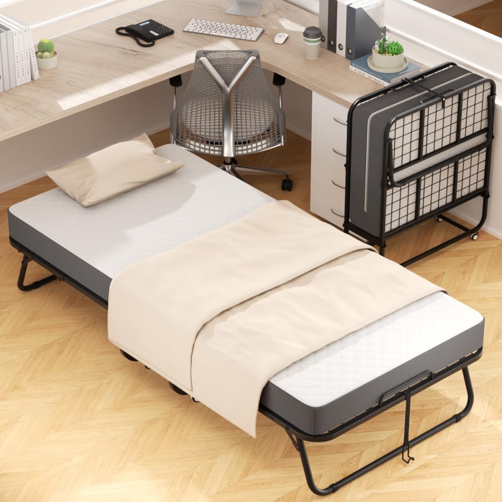 Folding Guest Bed Single Size with 5 Inch Memory Foam Mattress R27080