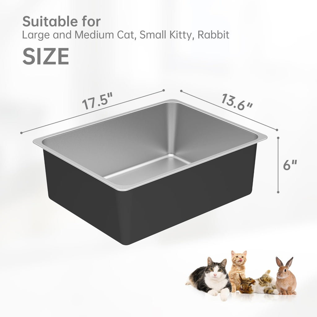 High Sided Stainless Steel Cat Litter Box N639
