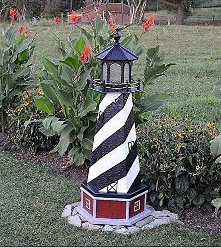 Solar-Powered LED Lighthouse with Base 56" Tall L4317