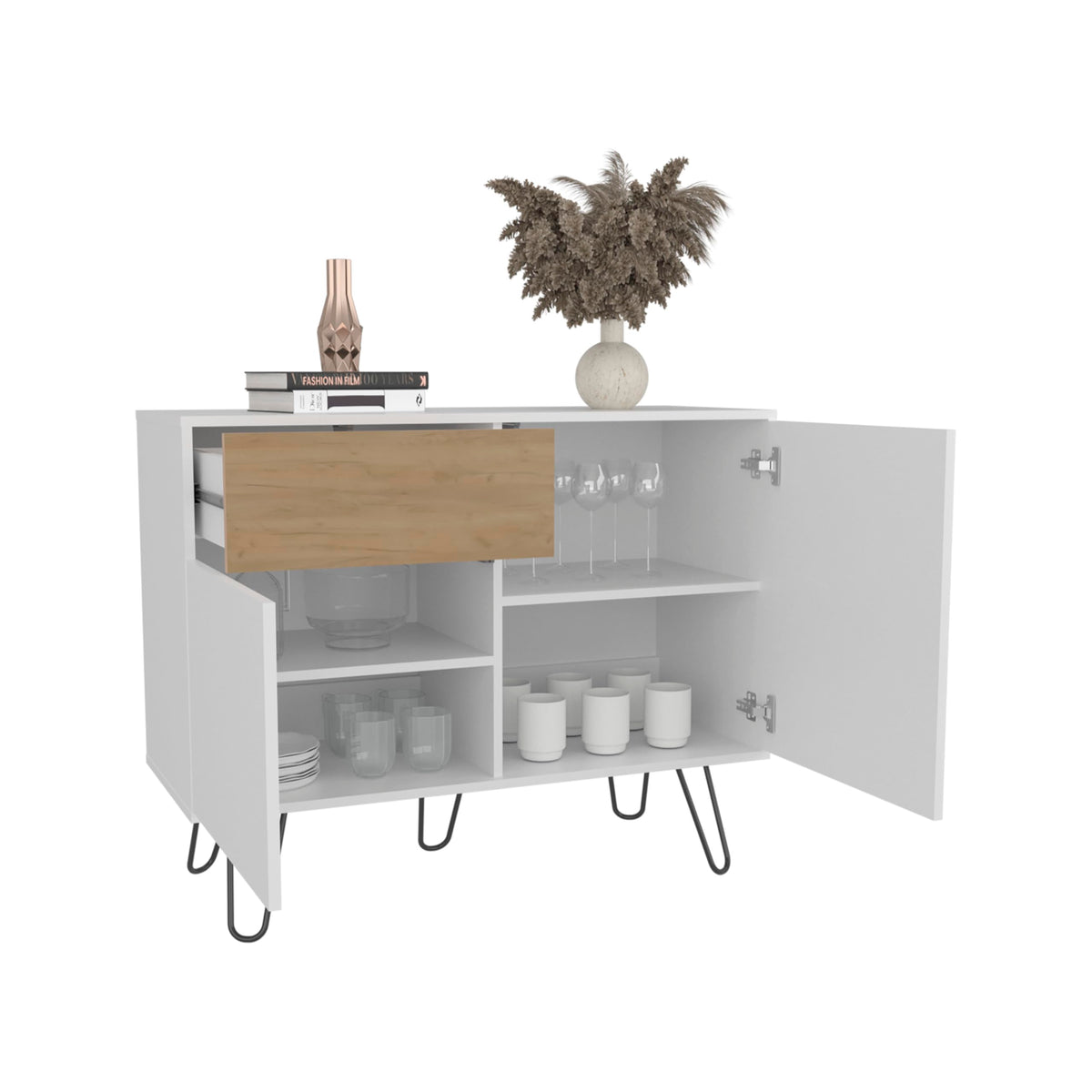 39" Wide Console Table with Two Cabinets, One Drawer and Four Shelves H6521