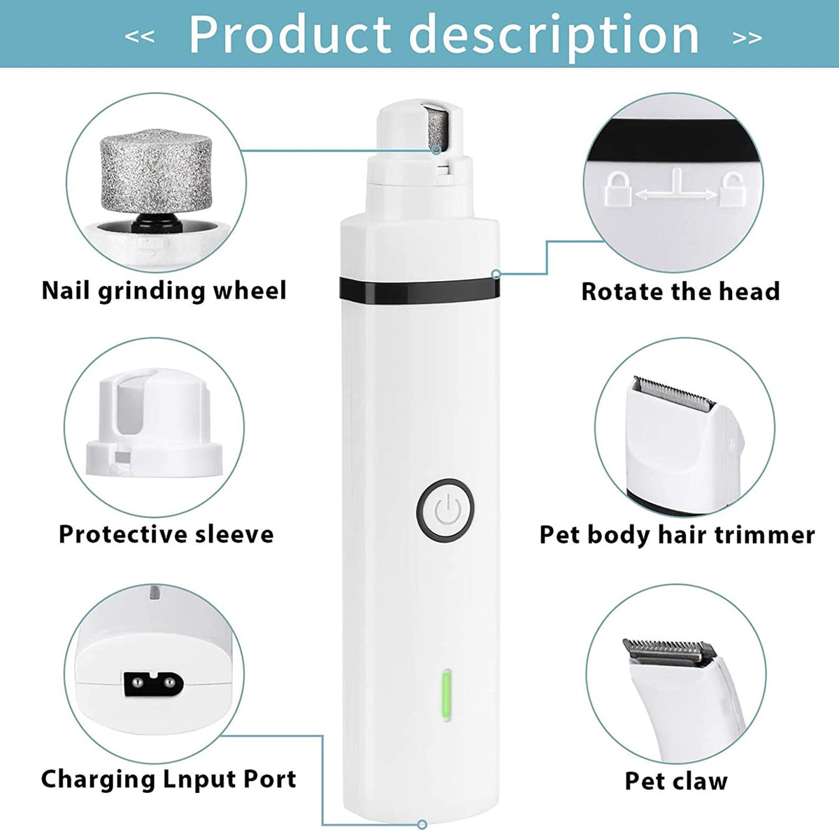 Electric Dog Clippers and Nail Grinder Grooming Kit S888403