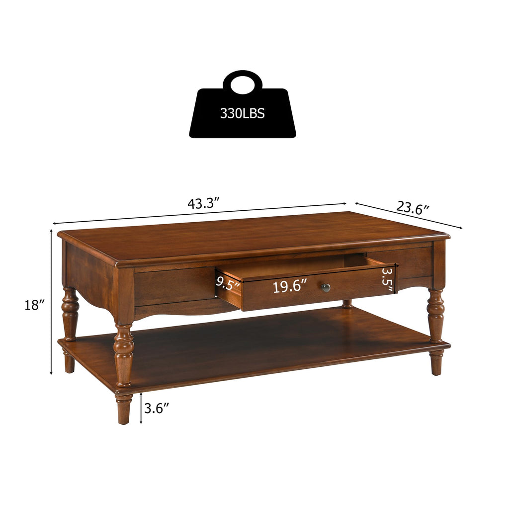 Caramel Brown Coffee Table and Two End Tables with Storage Drawer O2095