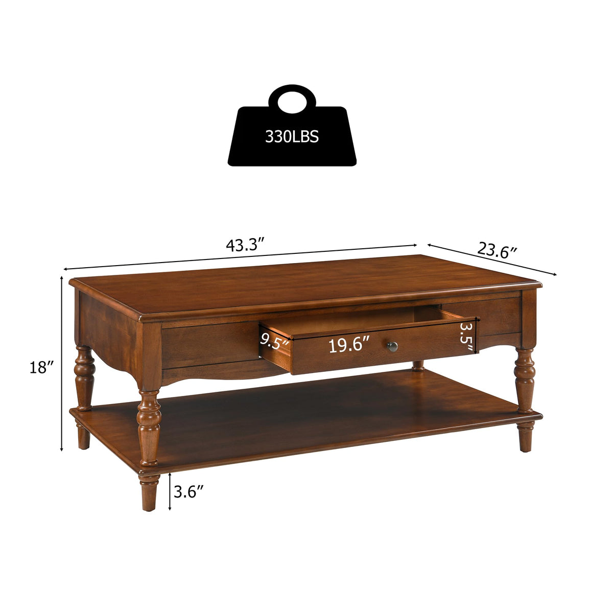 Caramel Brown Coffee Table and Two End Tables with Storage Drawer O2095