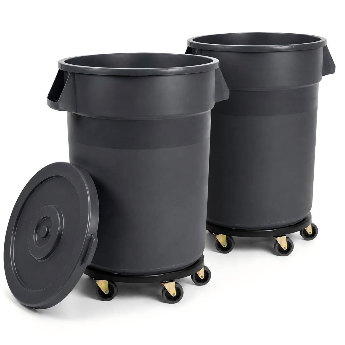32 Gallon Trash Can with Wheels and Lid, 2 Pack O50660