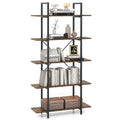 5-Tier Rustic Brown Bookshelf with Metal Frame O71961