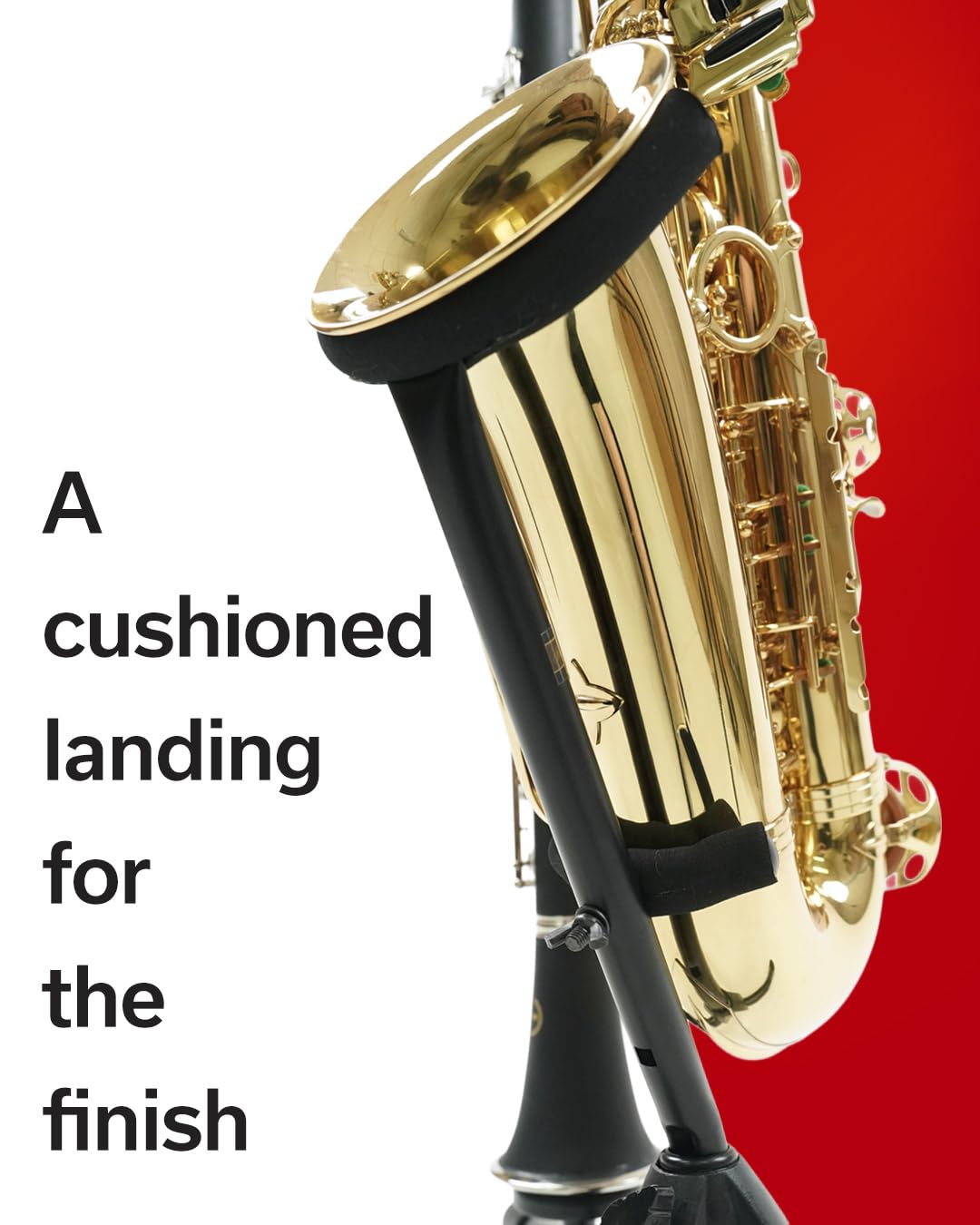 Black Alto Tenor Sax Stand with Flute Clarinet Peg X6124