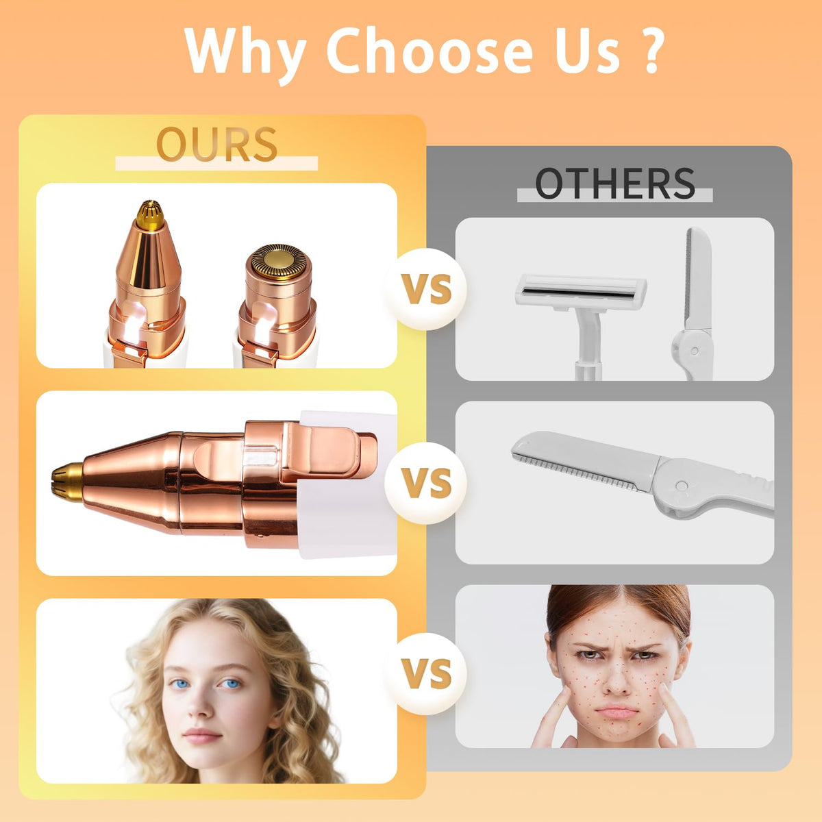 2-in-1 Electric Facial Hair Removal for Women A993365