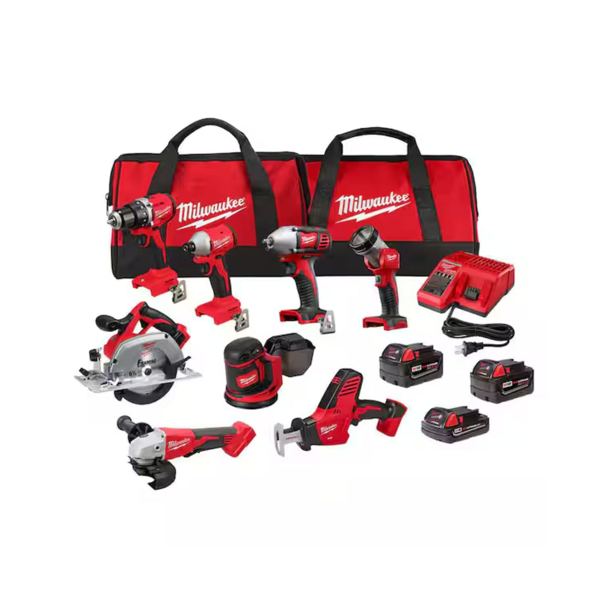 18V Cordless Power Tool Combo Kit, 8-Tool Set, 3 Batteries Q26134
