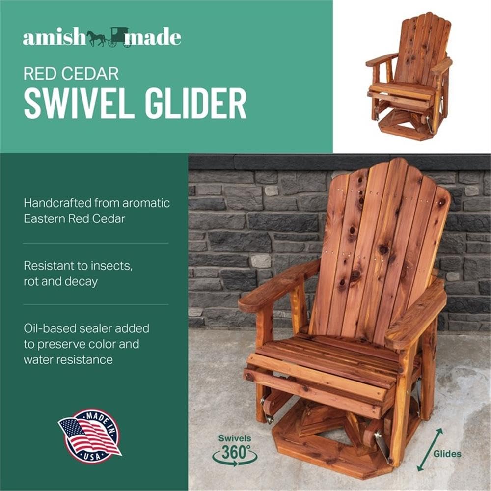 Brown Solid Wood Adirondack Swivel Glider Chair A869