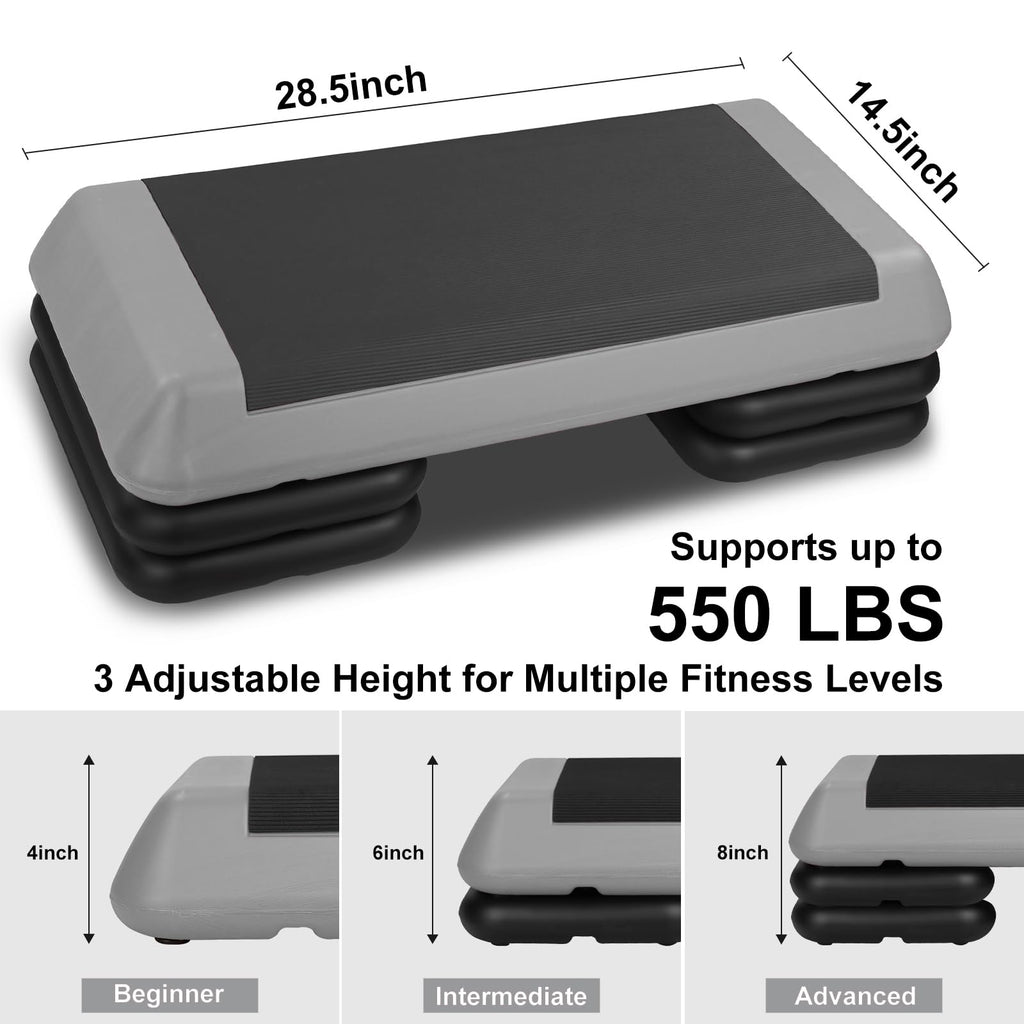 Adjustable Aerobic Stepper with 4 Risers T957