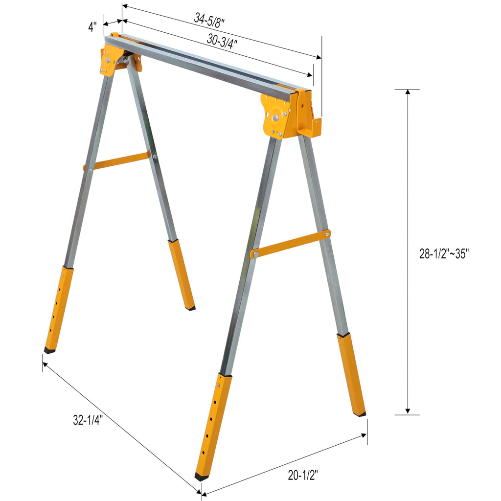 2 Pack Adjustable Folding Steel Sawhorses 1000LB C550