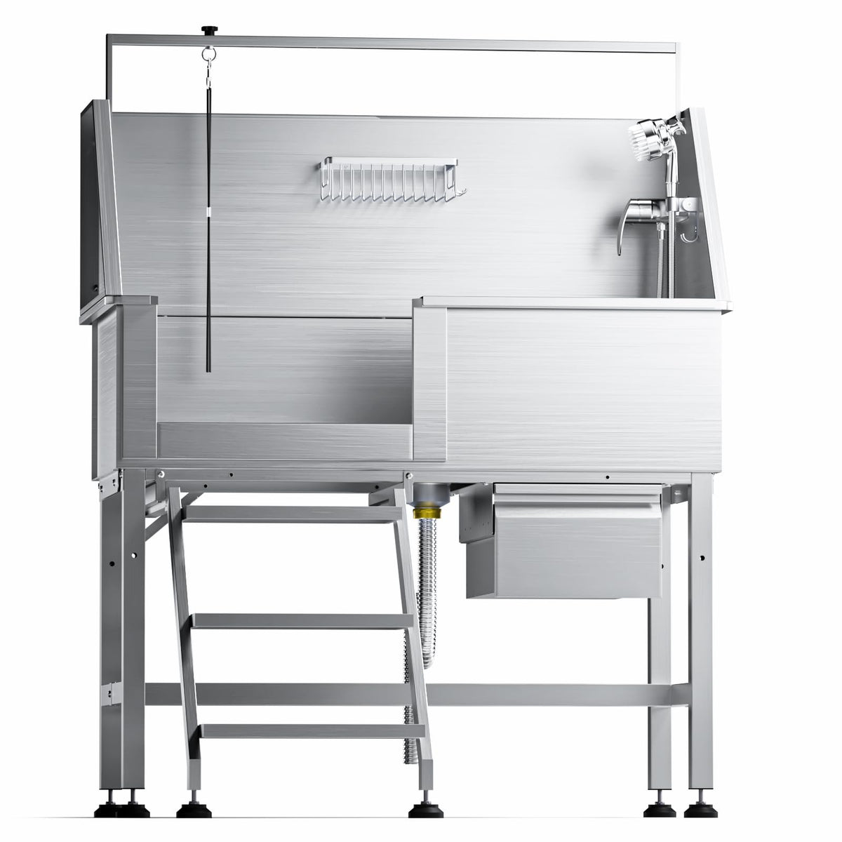 46" Stainless Steel Dog Washing Station with Removable Left Ramp & Storage Drawer H3141
