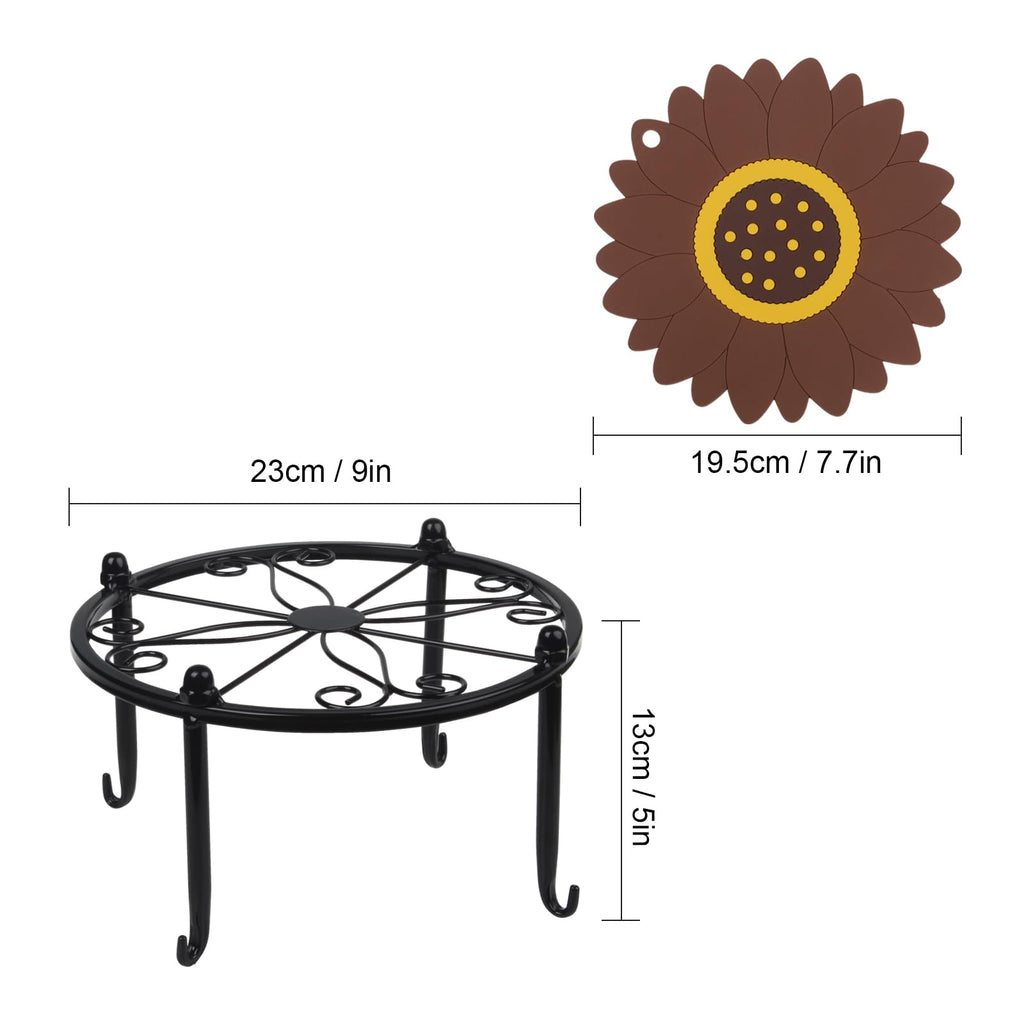 Black Metal Beverage Dispenser Stand, Max Diameter 8" I95547