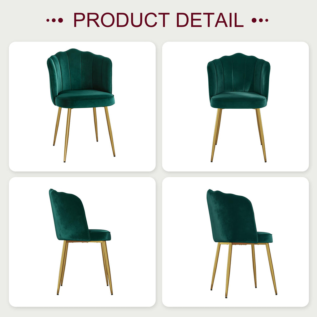 Velvet Dining Chairs Set of 2 Green H14140