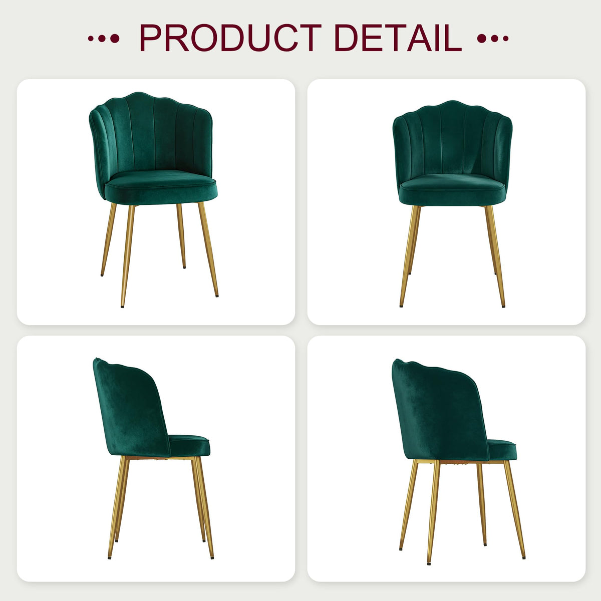 Velvet Dining Chairs Set of 2 Green H14140