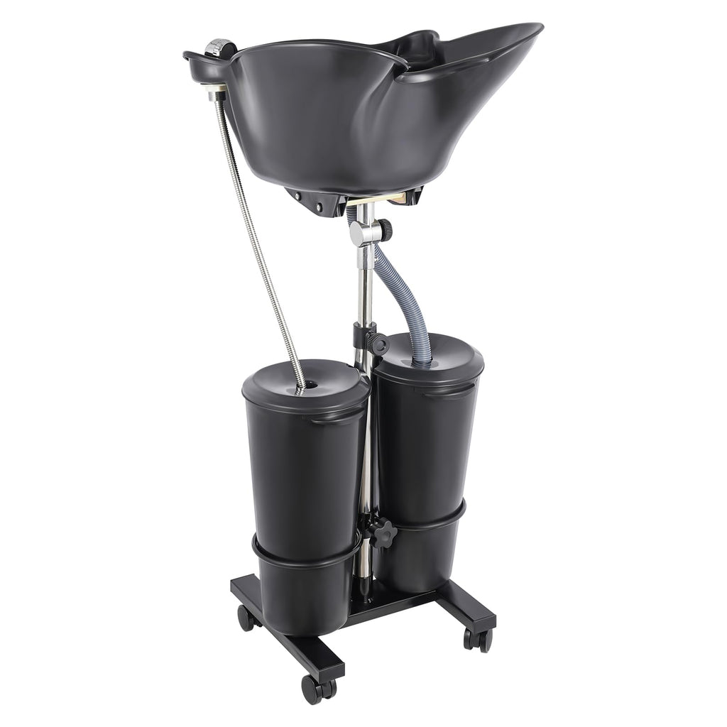 Black Portable Shampoo Bowl with 2 Bucket and Drain Hoses D97547