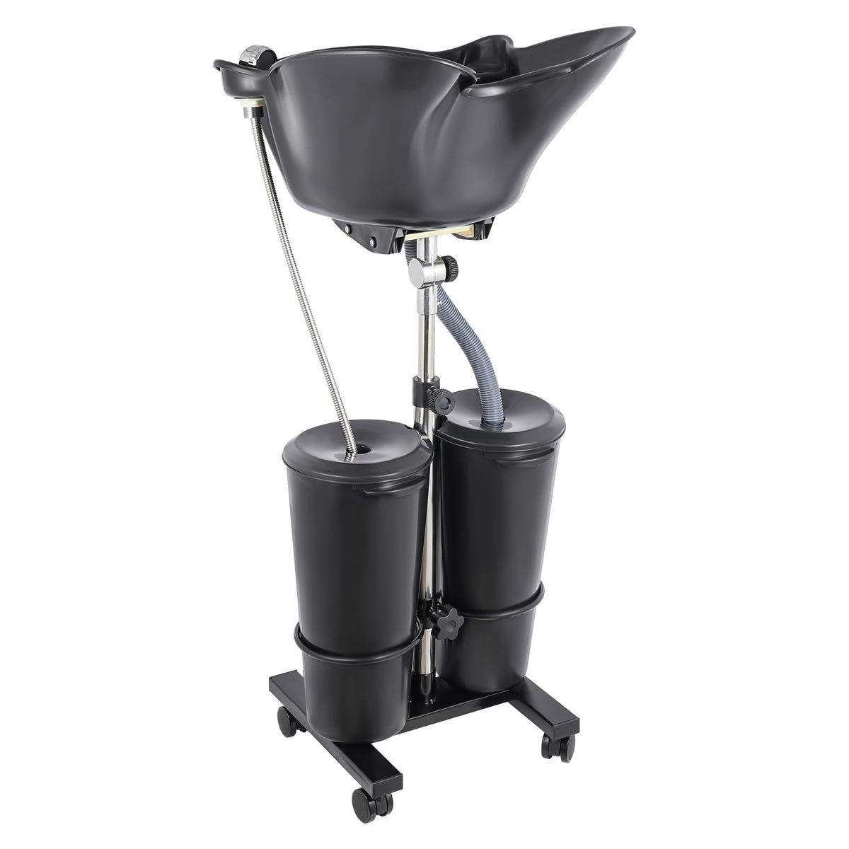 Black Portable Shampoo Bowl with 2 Bucket and Drain Hoses D97547