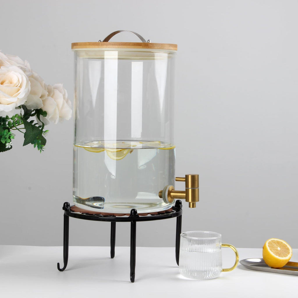 Black Metal Beverage Dispenser Stand, Max Diameter 8" I95547