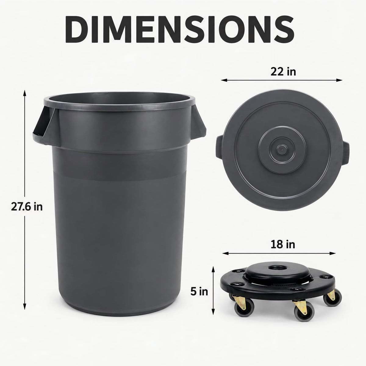 32 Gallon Trash Can with Wheels and Lid, 2 Pack O50660