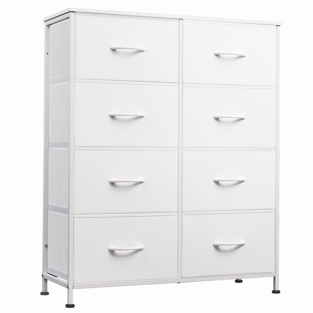 White 8 Drawer Fabric Dresser N648