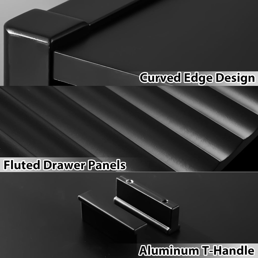 Black 6 Drawer Wood Dresser C640